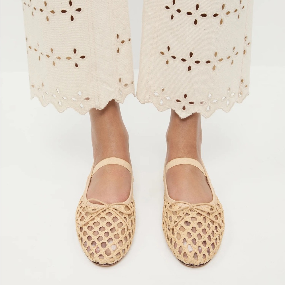 Loeffler Randall Leonie Natural Crochet Ballet Flat – Size 9B – NIB
